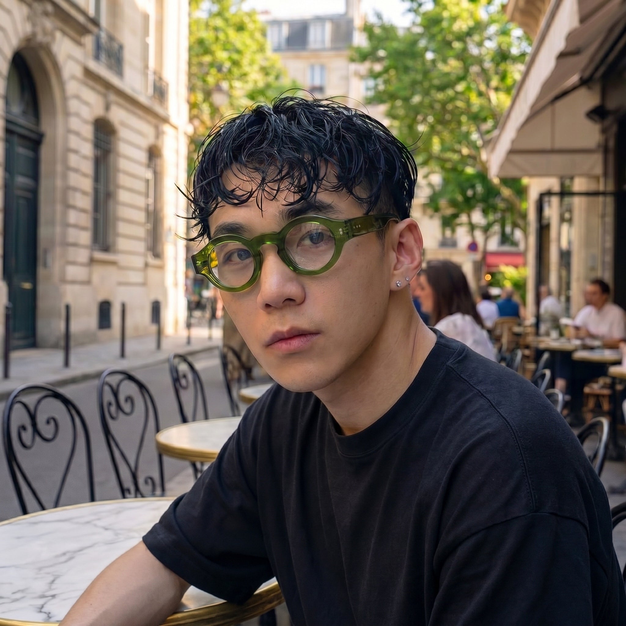 Model wearing London prescription eyeglasses — Loulou Eyewear