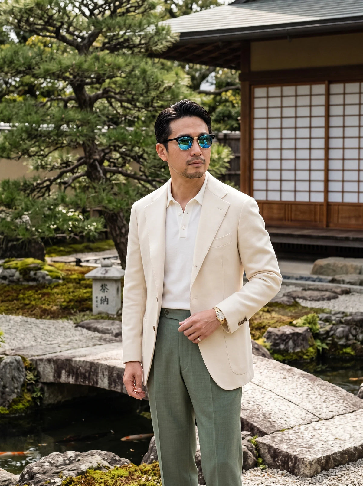 Model wearing Barlow sunglasses — Loulou Eyewear