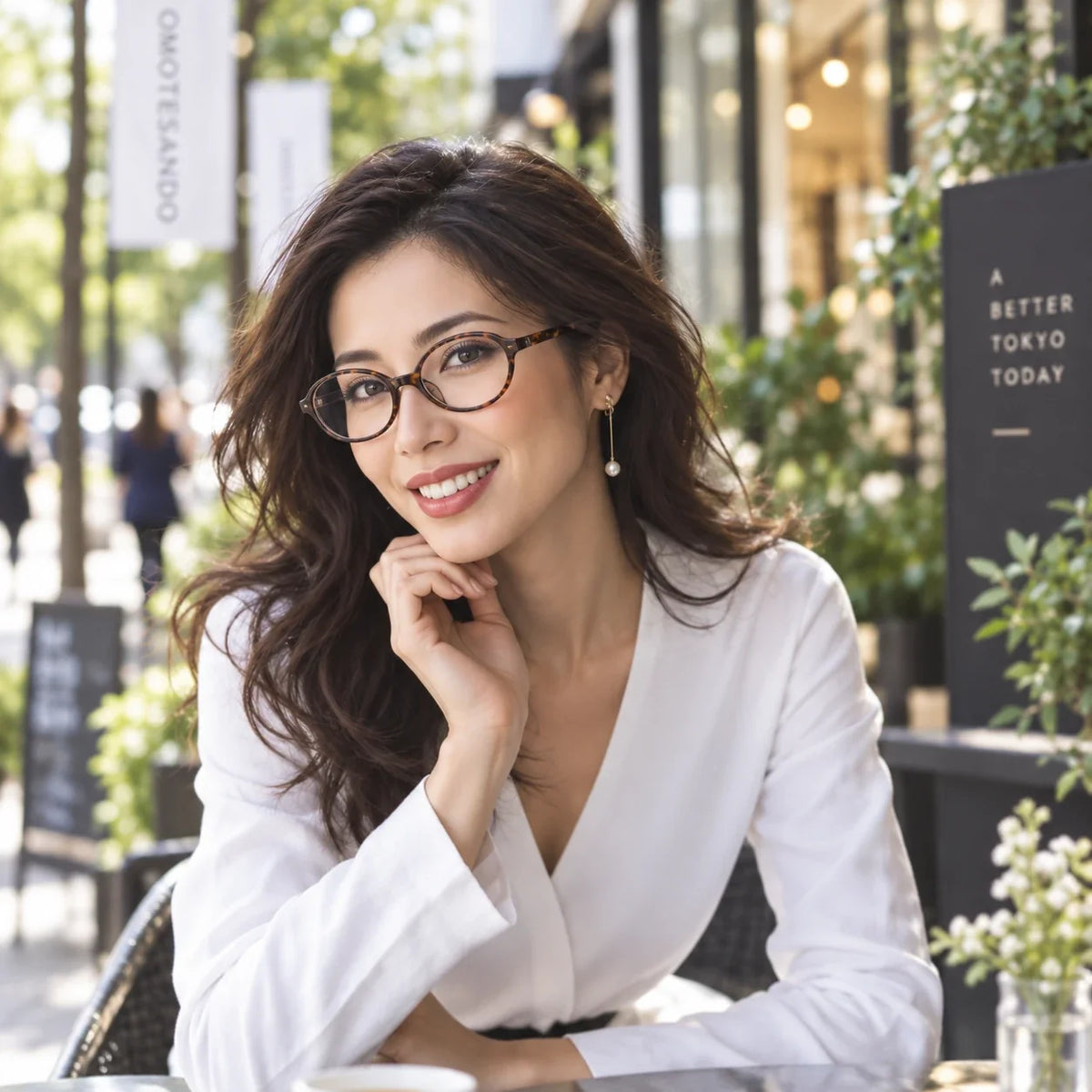 Model wearing Bella oval glasses — Loulou Eyewear