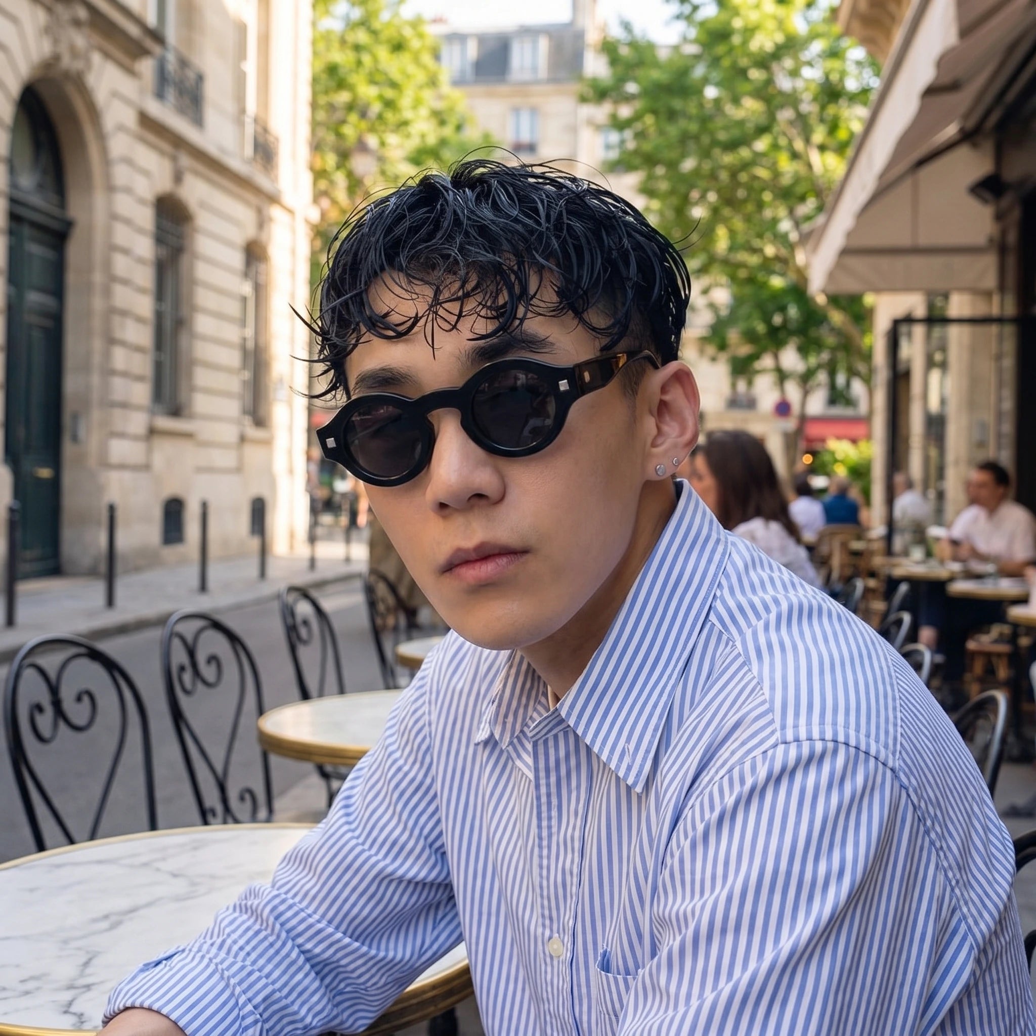 Model wearing Vera sunglasses — Loulou Eyewear
