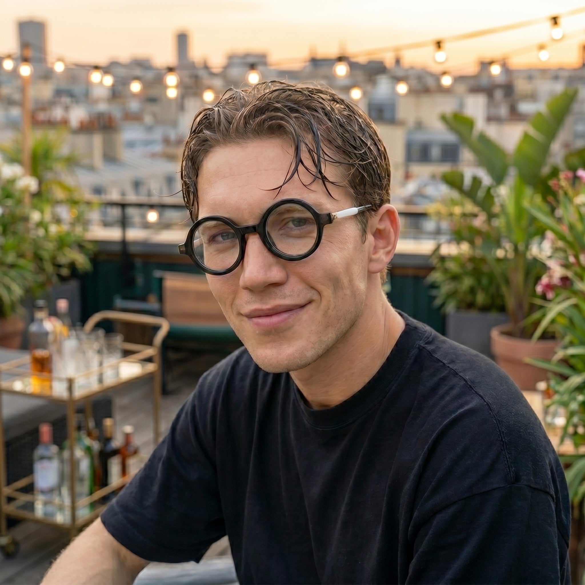Model wearing Milano oval glasses — Loulou Eyewear