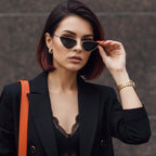 Model wearing Kim cat-eye sunglasses — Loulou Eyewear