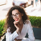 Model wearing Bella oval sunglasses — Loulou Eyewear