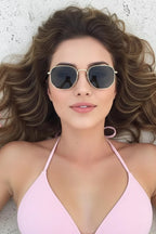 Model wearing Lorent metal sunglasses — Loulou Eyewear