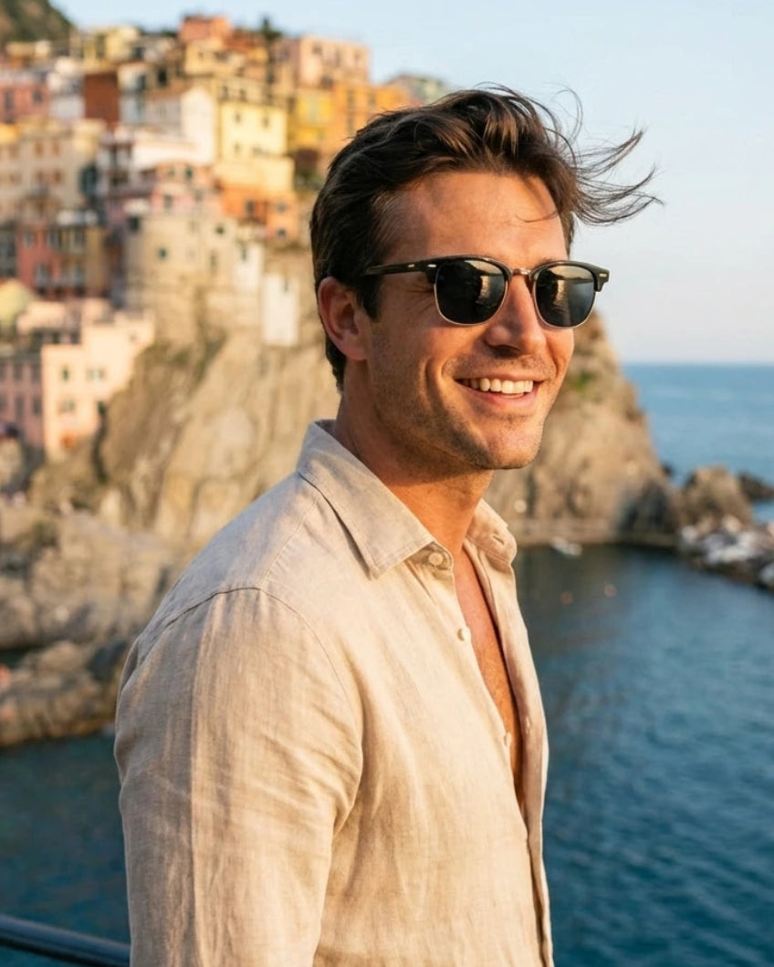 Model wearing Barlow sunglasses — Loulou Eyewear