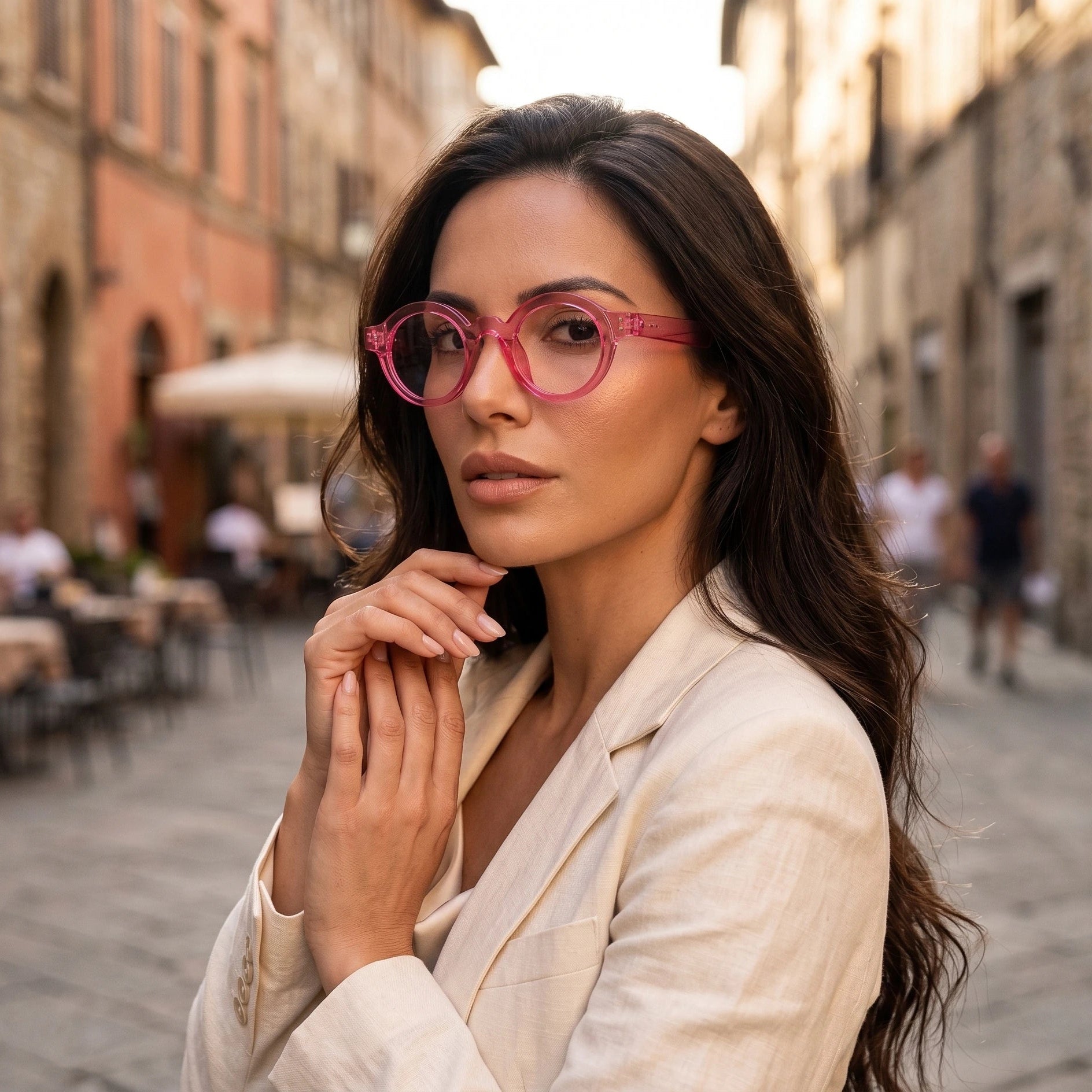 Model wearing London prescription eyeglasses — Loulou Eyewear