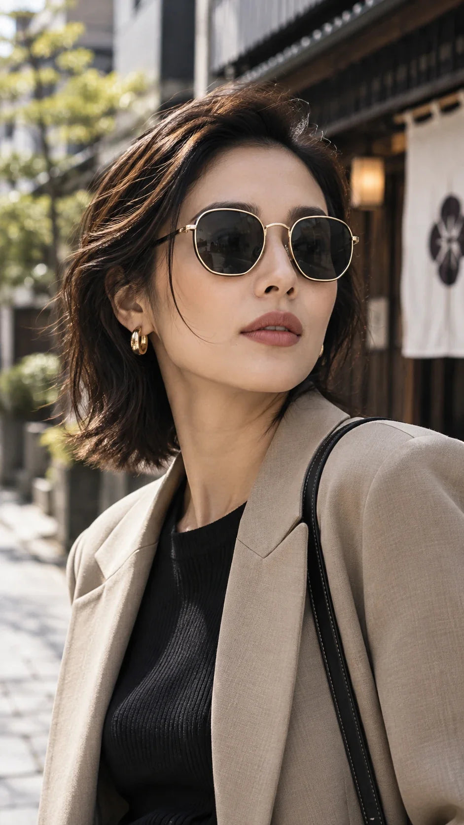 Model wearing Lorent metal sunglasses — Loulou Eyewear