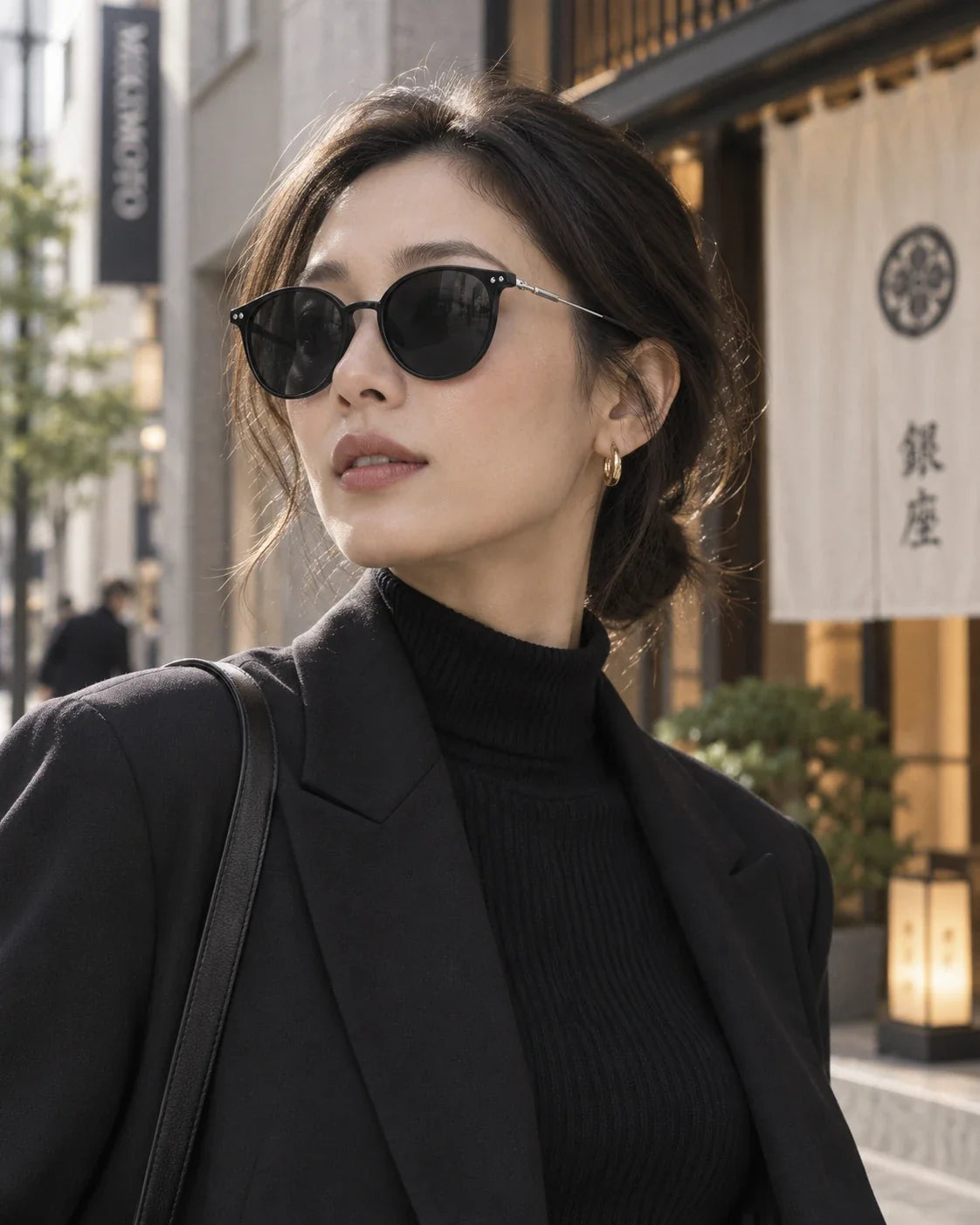 Model wearing Louis round sunglasses — Loulou Eyewear