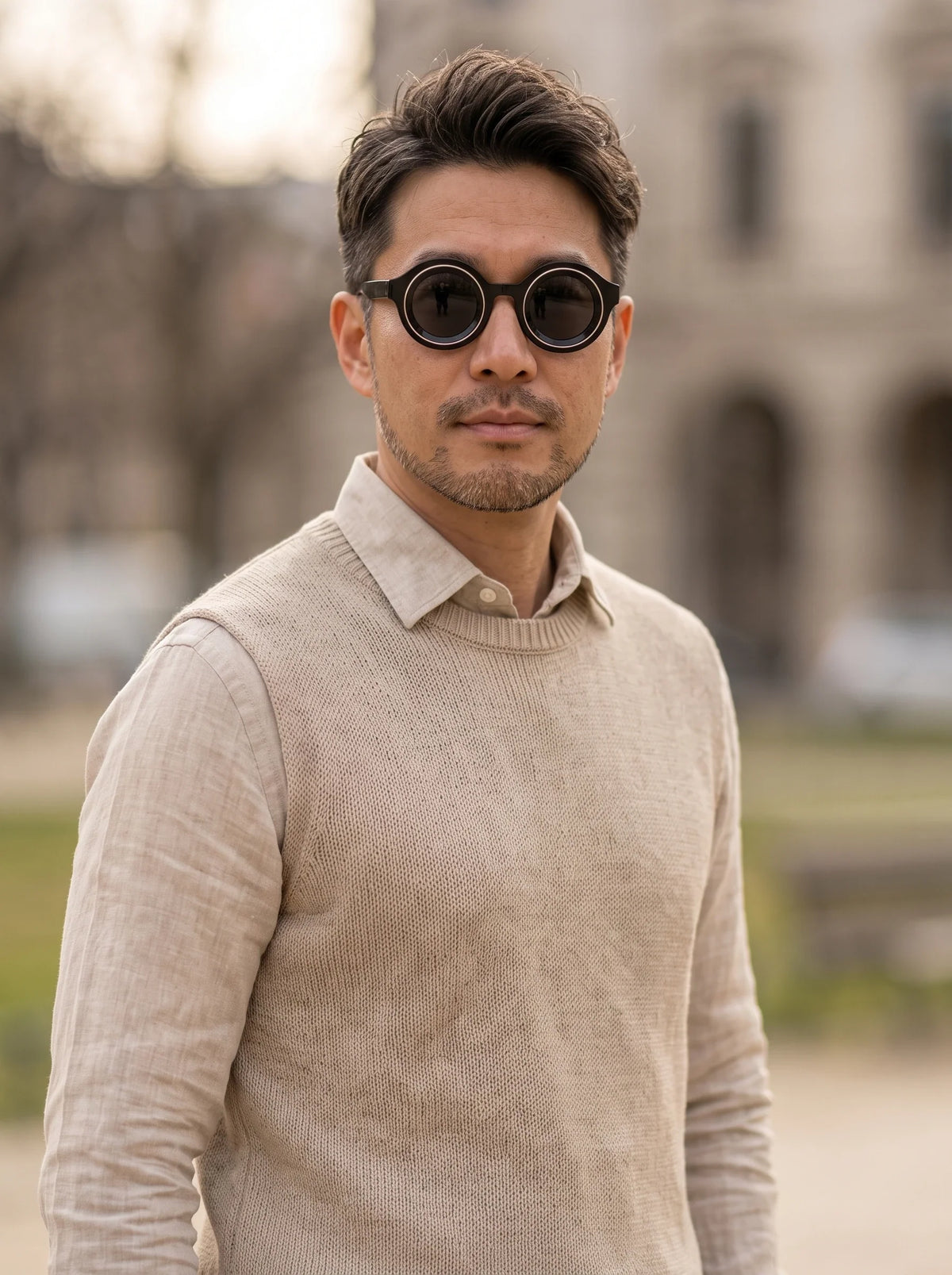 Model wearing Louvre sunglasses — Loulou Eyewear