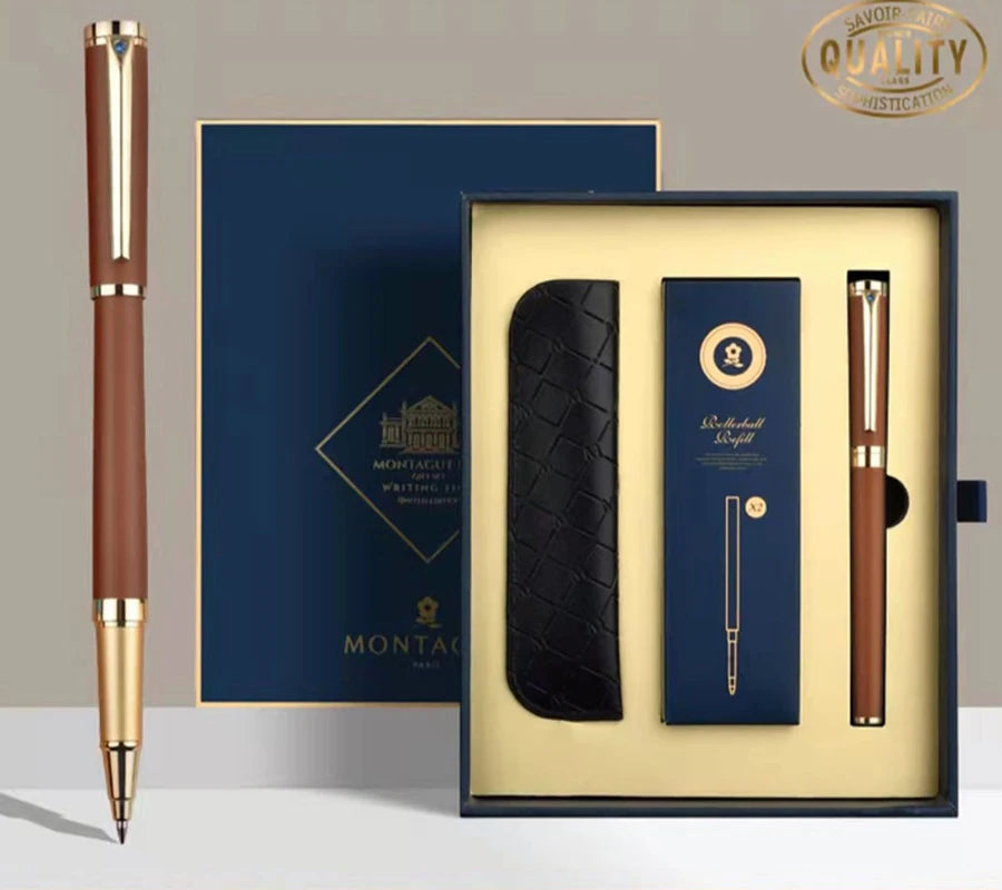 LOULOU Montagut M702 ボールペン 高級ローラーボール 宝石装飾 5色 レザーケース ギフトセット