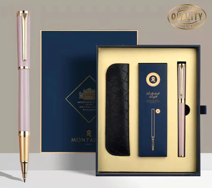 LOULOU Montagut M702 ボールペン 高級ローラーボール 宝石装飾 5色 レザーケース ギフトセット
