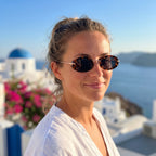 Model wearing Jasmin oval sunglasses — Loulou Eyewear