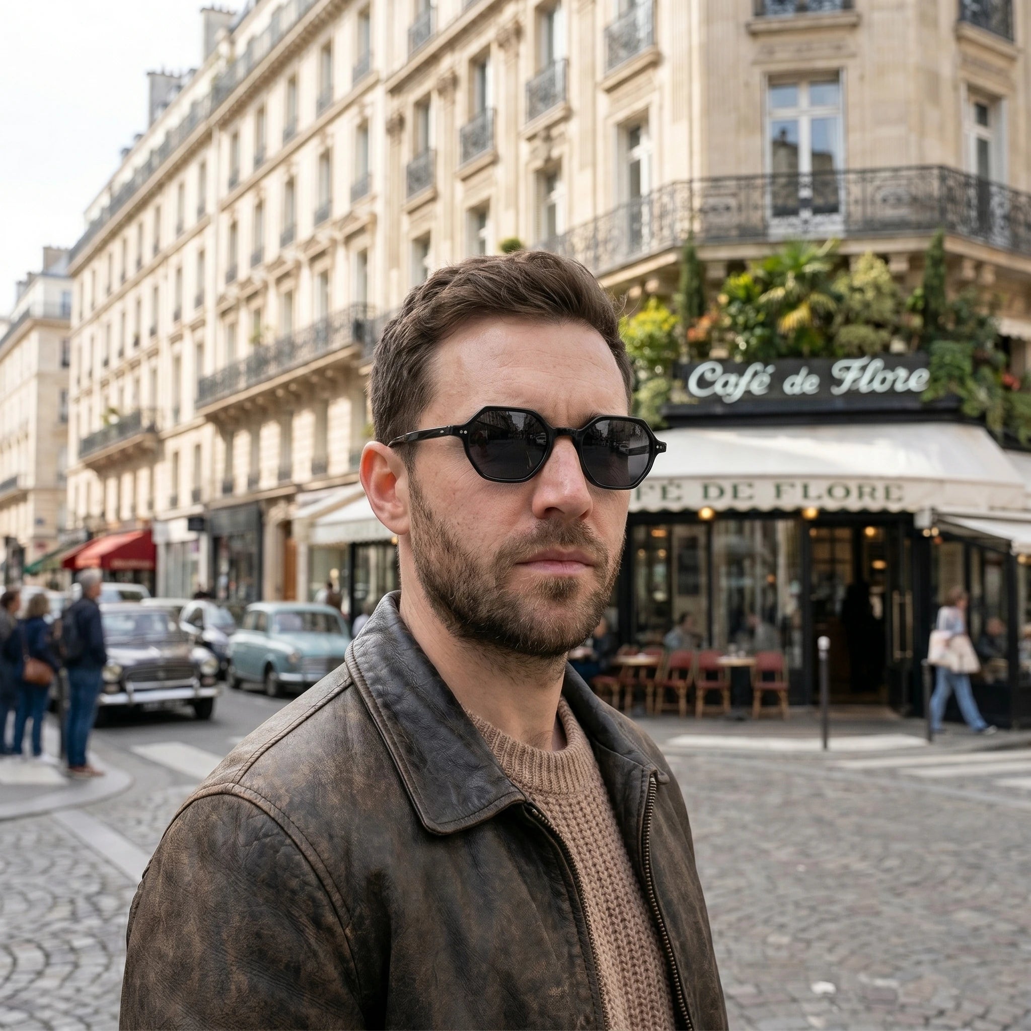 Model wearing Delucca sunglasses — Loulou Eyewear