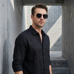 Model wearing Madrid polarized aviator sunglasses — Loulou Eyewear