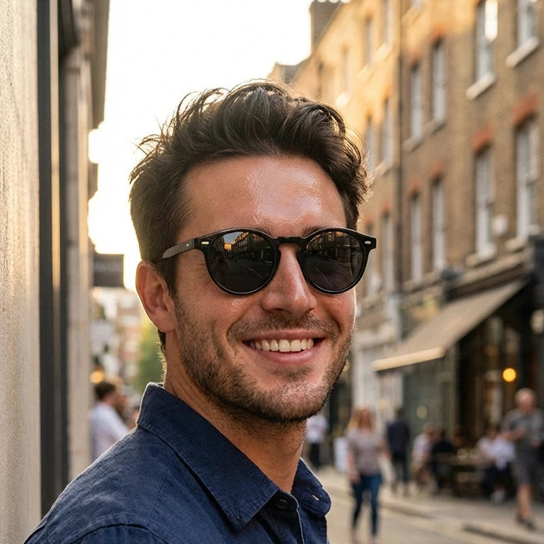 Model wearing Ceffass sunglasses in black — Loulou Eyewear