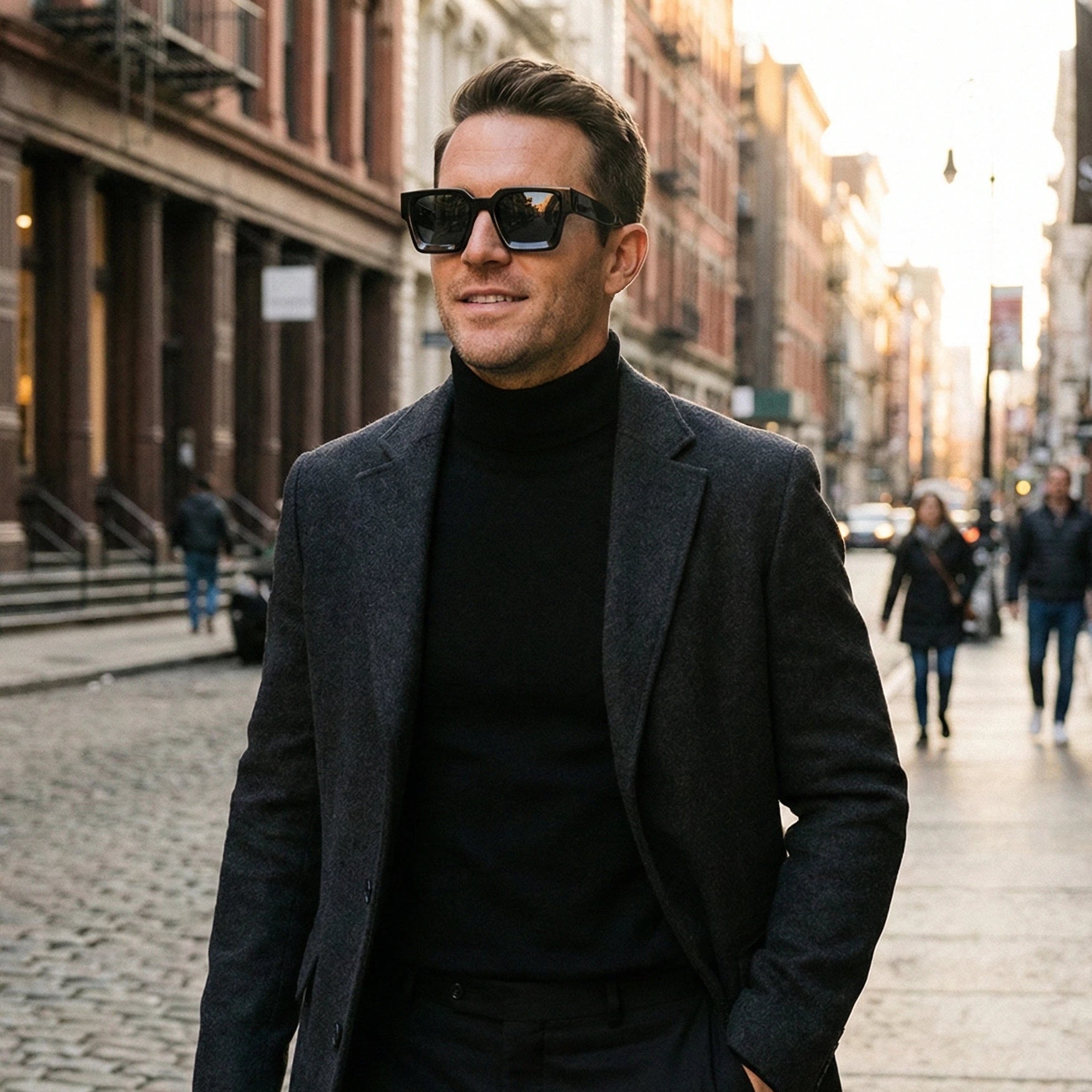 Model wearing Soho sunglasses side view — Loulou Eyewear