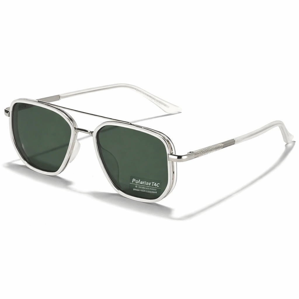 Madrid polarized aviator sunglasses with green lens — Loulou Eyewear